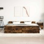 Estructura de cama con cabecero piecero roble ahumado 160x200cm