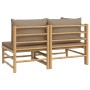 Set de muebles de jardín 2 piezas bambú y cojines gris taupe de vidaXL, Sofás modulares de exterior - Ref: Foro24-362284, Pre...