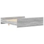 Estructura de cama con cabecero piecero gris Sonoma 160x200 cm