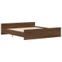 Estructura de cama con cabecero piecero roble marrón 160x200 cm
