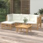 5-piece garden furniture set made of bamboo with cream white cushions by vidaXL, Garden sets - Ref: Foro24-3155178, Price: 48...