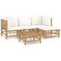 5-piece garden furniture set made of bamboo with cream white cushions by vidaXL, Garden sets - Ref: Foro24-3155178, Price: 48...