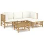 5-piece garden furniture set made of bamboo with cream white cushions by vidaXL, Garden sets - Ref: Foro24-3155178, Price: 47...