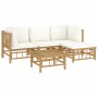 5-piece garden furniture set made of bamboo with cream white cushions by vidaXL, Garden sets - Ref: Foro24-3155178, Price: 48...