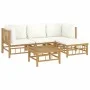 5-piece garden furniture set made of bamboo with cream white cushions by vidaXL, Garden sets - Ref: Foro24-3155178, Price: 47...