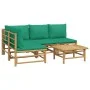 5-piece bamboo garden furniture set with green cushions by vidaXL, Garden sets - Ref: Foro24-3155170, Price: 377,51 €, Discou...