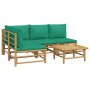 5-teiliges Gartenmöbel-Set aus Bambus mit grünen Kissen von vidaXL, Gartensets - Ref: Foro24-3155170, Preis: 383,70 €, Rabatt: %
