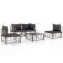 5-teiliges Gartenmöbel-Set und anthrazitfarbene PE-Rattan-Kissen von vidaXL, Outdoor-Sofas - Ref: Foro24-3186715, Preis: 401,...