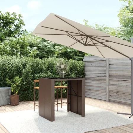 Bar table with brown PE rattan glass surface 105x80x110 cm by vidaXL, Garden tables - Ref: Foro24-362593, Price: 142,09 €, Di...