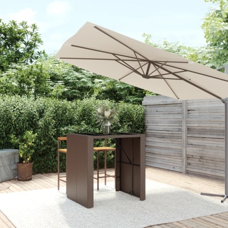 Bartisch mit brauner PE-Rattan-Glasoberfläche 105x80x110 cm von vidaXL, Gartentische - Ref: Foro24-362593, Preis: 143,84 €, R...