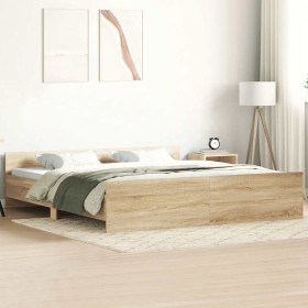 Estructura de cama con cabecero piecero roble Sonoma 180x200 cm