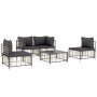 5-teiliges Gartenmöbel-Set und anthrazitfarbene PE-Rattan-Kissen von vidaXL, Outdoor-Sofas - Ref: Foro24-3186715, Preis: 401,...