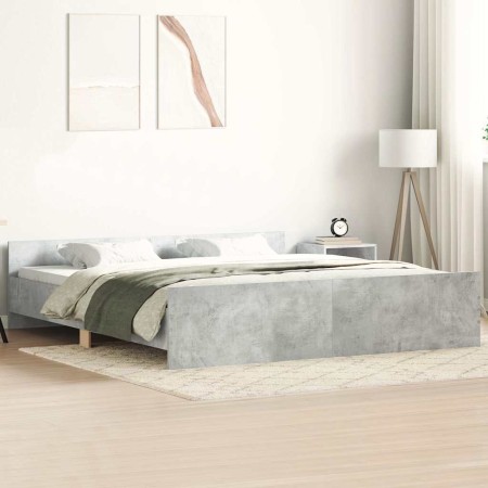 Estructura de cama con cabecero piecero gris hormigón 180x200cm