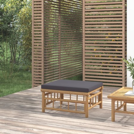 Bamboo garden footstool with dark gray cushion by vidaXL, Modular outdoor sofas - Ref: Foro24-362310, Price: 93,68 €, Discoun...