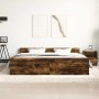 Estructura de cama con cabecero piecero roble ahumado 180x200cm