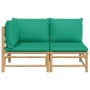 2-teiliges Gartenmöbel-Set aus Bambus mit grünen Kissen von vidaXL, Modulare Sofas für den Außenbereich - Ref: Foro24-362291,...