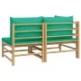 2-teiliges Gartenmöbel-Set aus Bambus mit grünen Kissen von vidaXL, Modulare Sofas für den Außenbereich - Ref: Foro24-362291,...