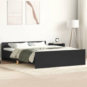 Estructura de cama con cabecero piecero negro 120x190 cm