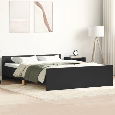Estructura de cama con cabecero piecero negro 120x190 cm