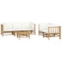 6-piece garden furniture set made of bamboo with cream white cushions by vidaXL, Garden sets - Ref: Foro24-3155186, Price: 75...