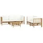 Set de muebles de jardín 6 piezas bambú y cojines blanco crema de vidaXL, Conjuntos de jardín - Ref: Foro24-3155186, Precio: ...