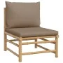 Central bamboo garden sofa with taupe gray cushions by vidaXL, Modular outdoor sofas - Ref: Foro24-362287, Price: 117,44 €, D...
