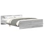 Estructura de cama con cabecero piecero gris Sonoma 120x190 cm