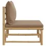 Zentrales Gartensofa aus Bambus mit taupegrauen Kissen von vidaXL, Modulare Sofas für den Außenbereich - Ref: Foro24-362287, ...