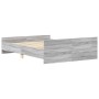 Estructura de cama con cabecero piecero gris Sonoma 120x190 cm