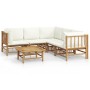 Garden furniture set 6 pieces bamboo and cream white cushions by vidaXL, Garden sets - Ref: Foro24-3155188, Price: 693,52 €, ...