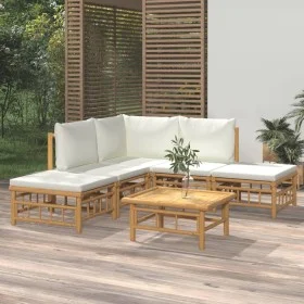 Gartenmöbel-Set 6-teilig aus Bambus und cremeweißen Kissen von vidaXL, Gartensets - Ref: Foro24-3155175, Preis: 548,18 €, Rab...