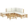 Garden furniture set 6 pieces bamboo and cream white cushions by vidaXL, Garden sets - Ref: Foro24-3155175, Price: 561,94 €, ...