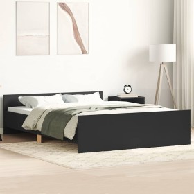 Estructura de cama con cabecero y piecero negro 140x190 cm