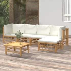Gartenmöbel-Set 6-teilig aus Bambus und cremeweißen Kissen von vidaXL, Gartensets - Ref: Foro24-3155180, Preis: 599,33 €, Rab...