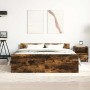 Estructura de cama con cabecero piecero roble ahumado 140x190cm