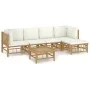 Gartenmöbel-Set 6-teilig aus Bambus und cremeweißen Kissen von vidaXL, Gartensets - Ref: Foro24-3155180, Preis: 609,49 €, Rab...