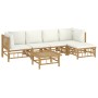 Gartenmöbel-Set 6-teilig aus Bambus und cremeweißen Kissen von vidaXL, Gartensets - Ref: Foro24-3155180, Preis: 611,84 €, Rab...