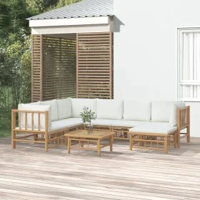 Gartenmöbel-Set 8-teilig aus Bambus und cremeweißen Kissen von vidaXL, Gartensets - Ref: Foro24-3155191, Preis: 907,98 €, Rab...