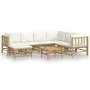 Garden furniture set 8 pieces bamboo and cream white cushions by vidaXL, Garden sets - Ref: Foro24-3155191, Price: 923,57 €, ...