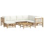 Garden furniture set 8 pieces bamboo and cream white cushions by vidaXL, Garden sets - Ref: Foro24-3155191, Price: 926,88 €, ...