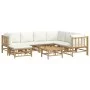 Garden furniture set 8 pieces bamboo and cream white cushions by vidaXL, Garden sets - Ref: Foro24-3155191, Price: 923,57 €, ...