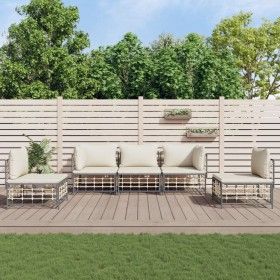 Gartenmöbel-Set 5-teilig und Kissen aus PE-Rattan Anthrazit von vidaXL, Outdoor-Sofas - Ref: Foro24-3186716, Preis: 423,40 €,...