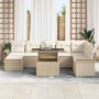 Conjunto de sofá de jardín con cojín 9 pcs Beige Poliratán