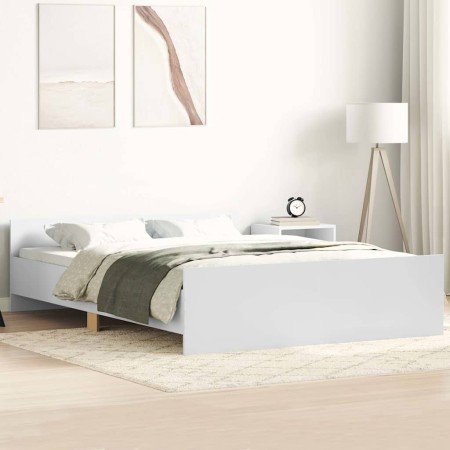 Estructura de cama con cabecero piecero blanco 135x190 cm