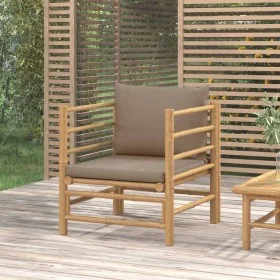 Bamboo garden sofa with taupe gray cushions by vidaXL, Modular outdoor sofas - Ref: Foro24-362289, Price: 130,92 €, Discount: %