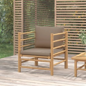 Sofá de jardín bambú con cojines gris taupe de vidaXL, Sofás modulares de exterior - Ref: Foro24-362289, Precio: 133,22 €, De...
