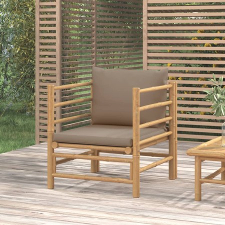 Gartensofa aus Bambus mit taupegrauen Kissen von vidaXL, Modulare Sofas für den Außenbereich - Ref: Foro24-362289, Preis: 133...