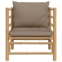 Gartensofa aus Bambus mit taupegrauen Kissen von vidaXL, Modulare Sofas für den Außenbereich - Ref: Foro24-362289, Preis: 133...