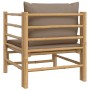 Gartensofa aus Bambus mit taupegrauen Kissen von vidaXL, Modulare Sofas für den Außenbereich - Ref: Foro24-362289, Preis: 133...