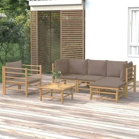 6-piece bamboo garden furniture set with taupe gray cushions by vidaXL, Garden sets - Ref: Foro24-3155115, Price: 586,70 €, D...